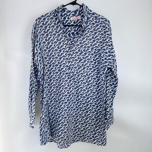 Seasalt Cornwall Polpeor Long Sleeve Tunic Top Bird Design Blue size UK12 US8